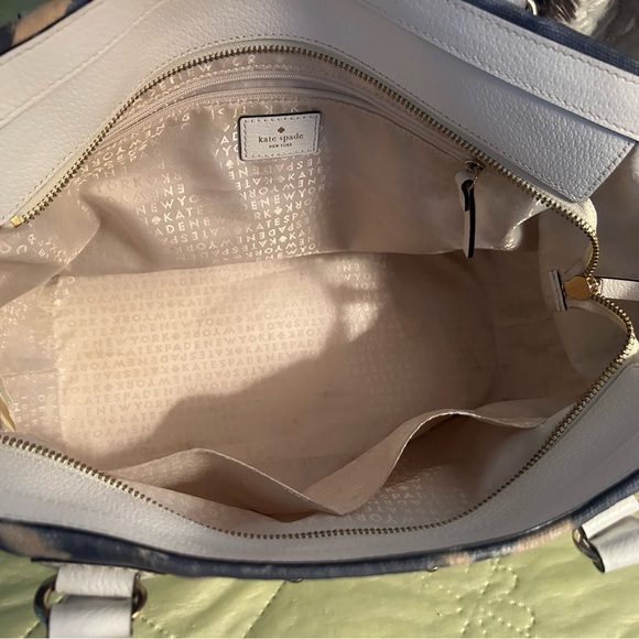 kate spade Navy Leaf Canvas Tote with White Trim - Picture 4 of 4